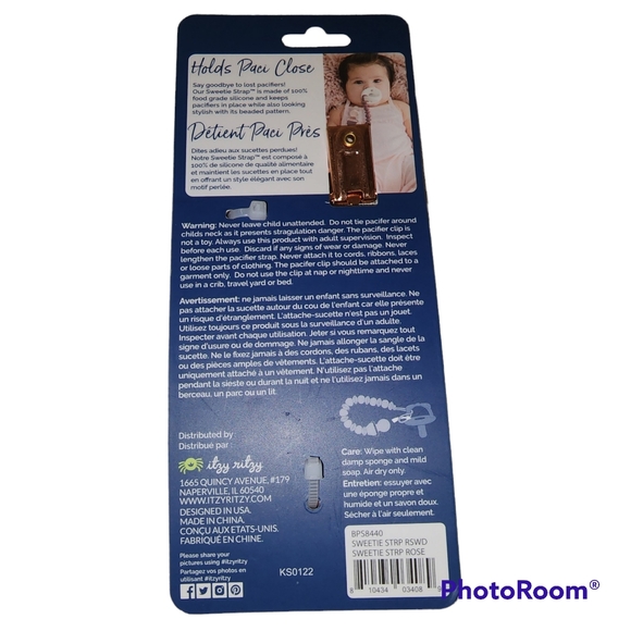 NWT Pink Itzy Ritzy Sweetie Strap silicone pacifier clip - Picture 2 of 2